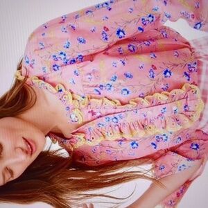 J. Crew NWT Liberty Ruffled Blouse in Wheat Bouquet